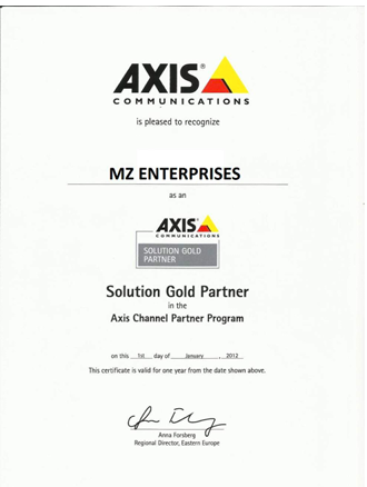 Axis Communications Certificate